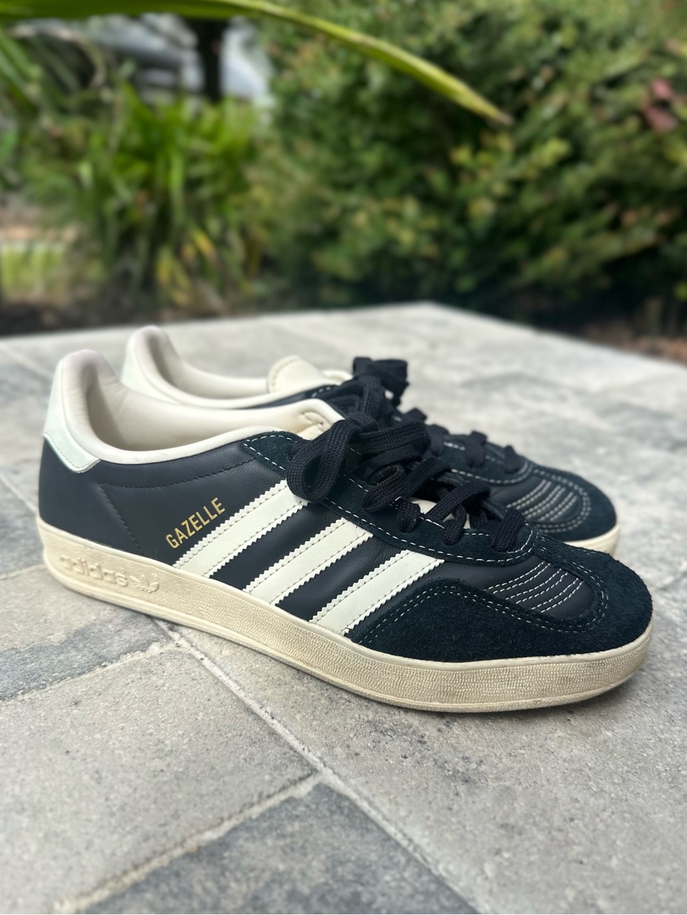 Adidas Gazelle Black/Off-White Leather Sneakers